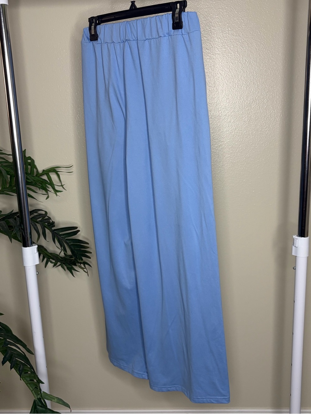 Blue Lounge Set Matching Crop Top Wide Leg Pants Soft Comfy Athleisure Travel - Picture 8 of 8